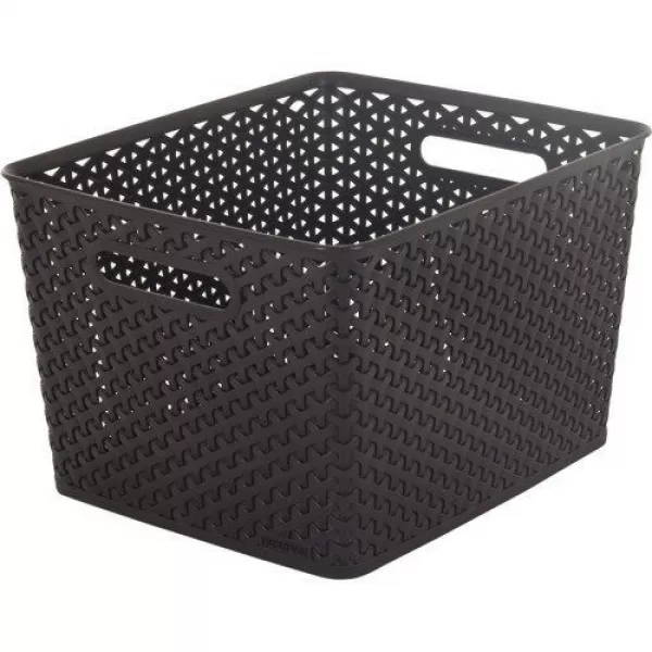 Box úložný RATTAN Y" STYLE - Square tm. hnědý
