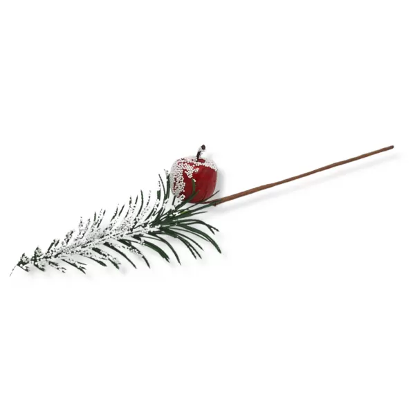Dekorace - Zápich stromek zasněžený+jablíčko 37cm