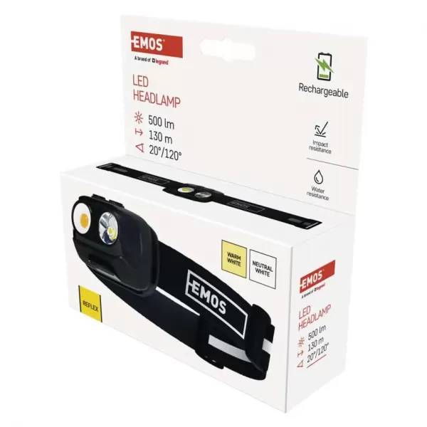 EMOS Čelovka nabíjecí COB LED + LED teplá/neutrál. bílá P3542