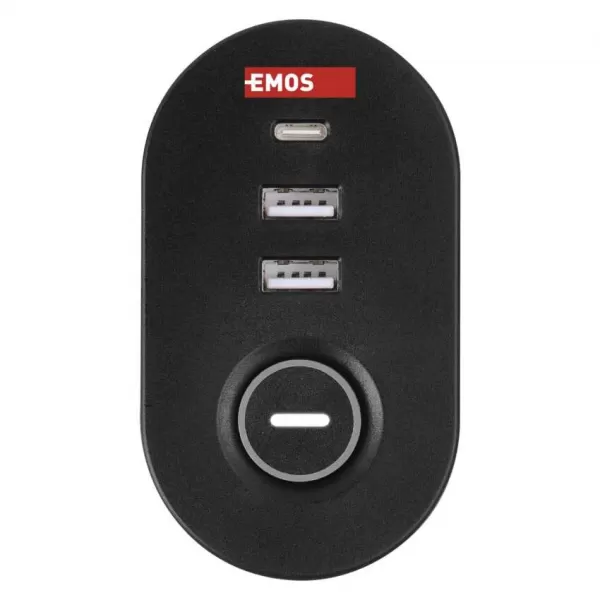 EMOS Prodlužovací kabel s vyp. fix. na stůl 3Z 1,5m + USB A+C, 1,5mm2 P1311PD