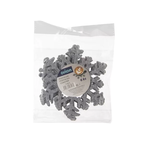 Podtácek polyester VLOČKA pr. 13,5 cm šedá 6 ks