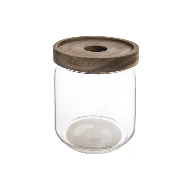 Dóza sklo/dřevo 0,4 l kulatá