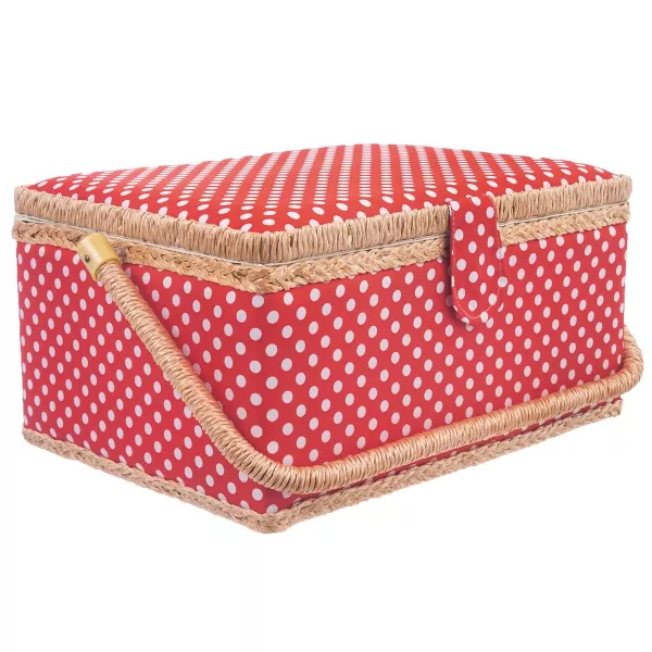 Kazeta na šití dřevo/polyester 24x18x13 cm červená