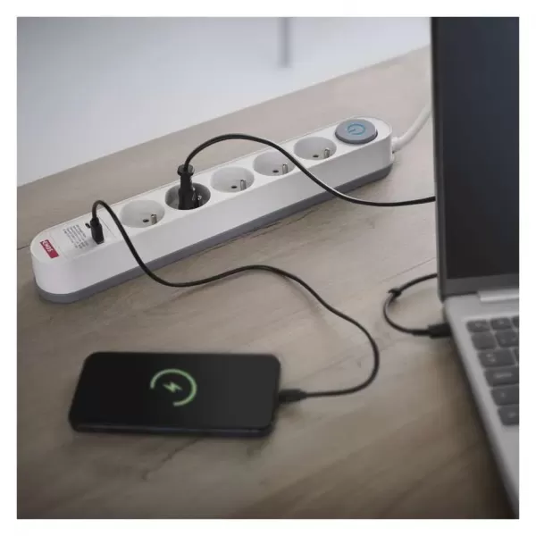 EMOS PRODLUŽKA 5Z 3M S VYP. 1,5MM + USB A+C FAST CHARGING P1513PD