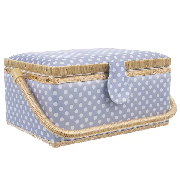 Kazeta na šití dřevo/polyester 30x23x16 cm modrá