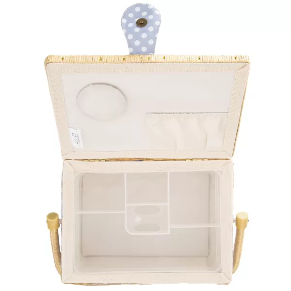 Kazeta na šití dřevo/polyester 30x23x16 cm modrá