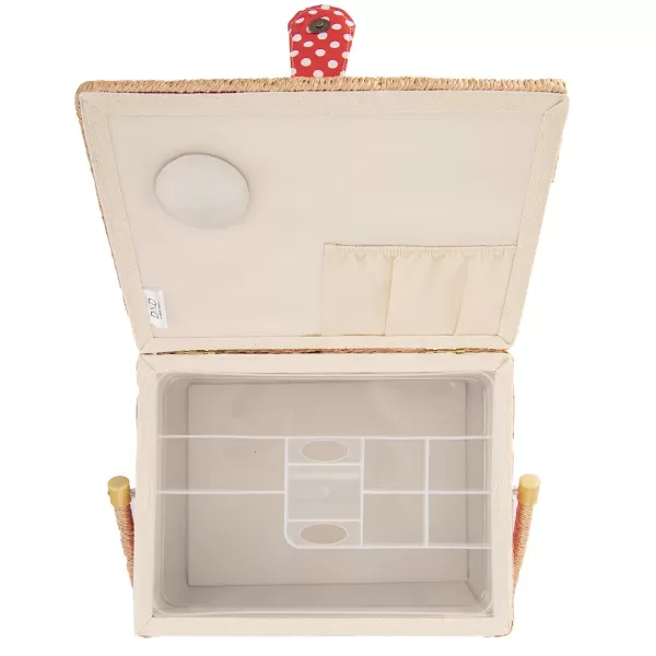 Kazeta na šití dřevo/polyester 24x18x13 cm červená