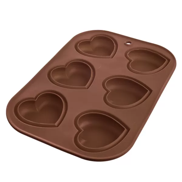 Forma silikon muffiny srdce 6 hnědá