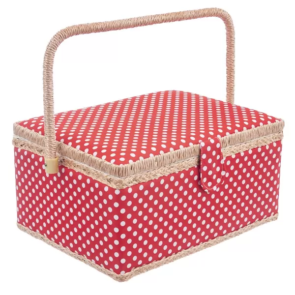 Kazeta na šití dřevo/polyester 24x18x13 cm červená