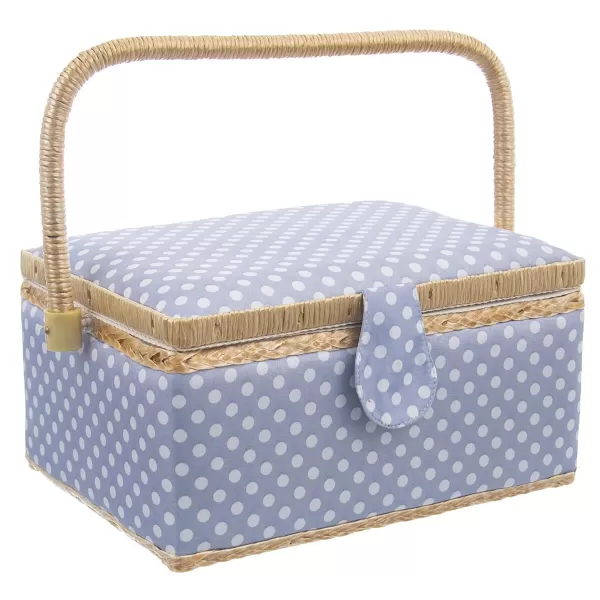 Kazeta na šití dřevo/polyester 30x23x16 cm modrá