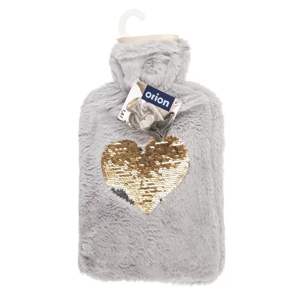 Termofor guma/polyester glitter SRDCE 1,6 l šedá