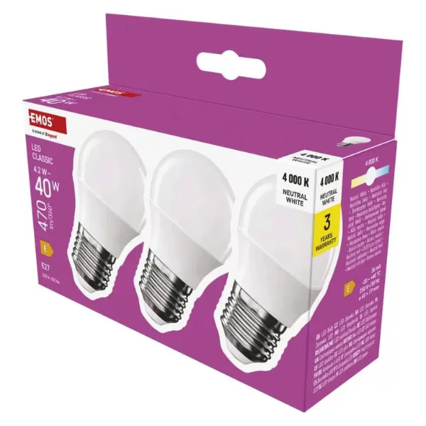 EMOS LED CLS MINI GLOBE 4,2W 470lm ZQ6E23.3 3ks/bal