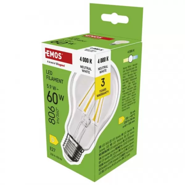 EMOS LED FLM A60 5,9W 806lm E27 NW ZF5D43