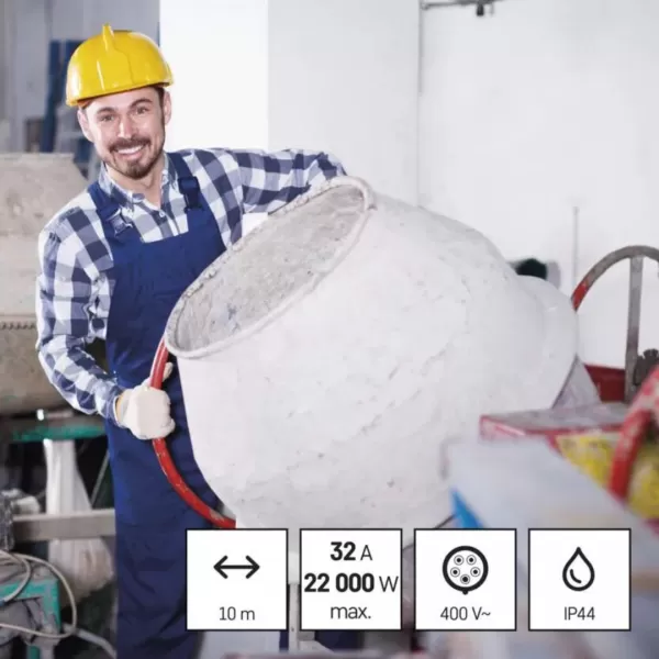 EMOS 3 fázový venkovní prodlužovací kabel 10m/1 zásuvka/černý/guma/400V/4 mm2 (PM1102)