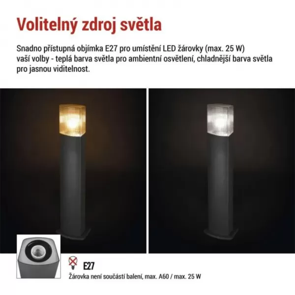 EMOS ZGL0C0P LED zahradní svítidlo sloupek E27,IP54,MAX 25W