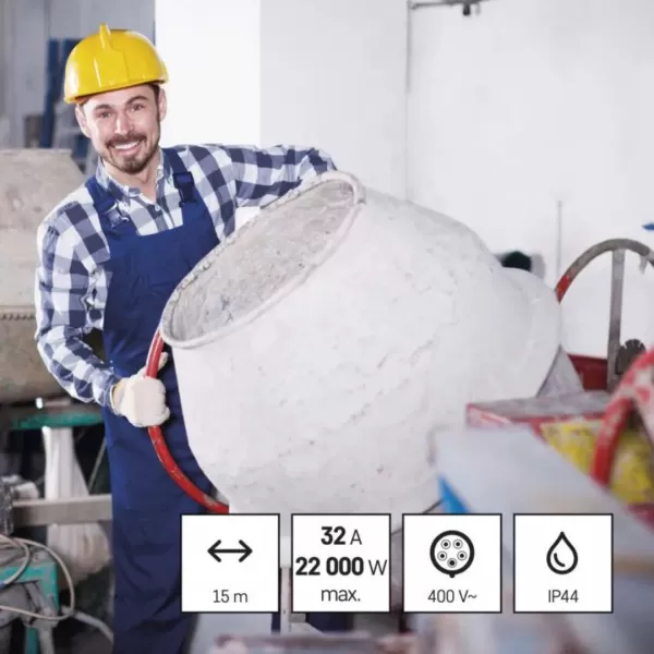 EMOS 3 fázový venkovní prodlužovací kabel 15m/1 zásuvka/černý/guma/400V/4 mm2 (PM1103)