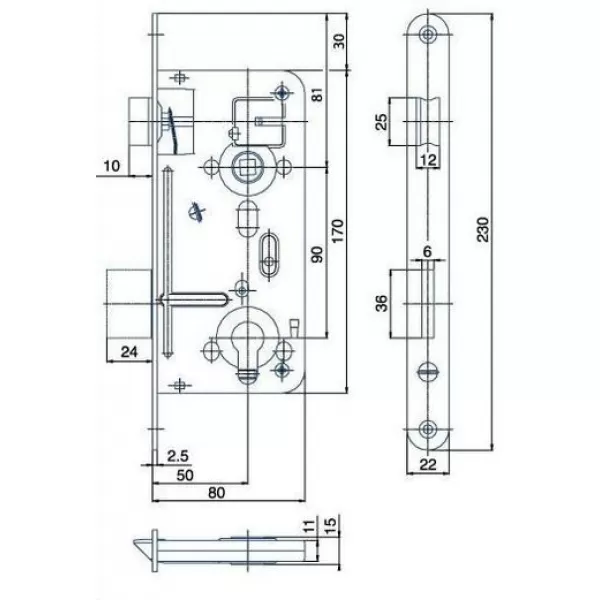 Zámek zadlab 24026 P-L Zn vl.