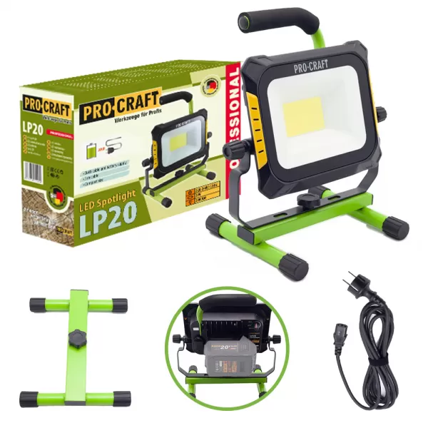PROCRAFT LED reflektor aku/220V (bez akumulátoru a nabíječky) LP20