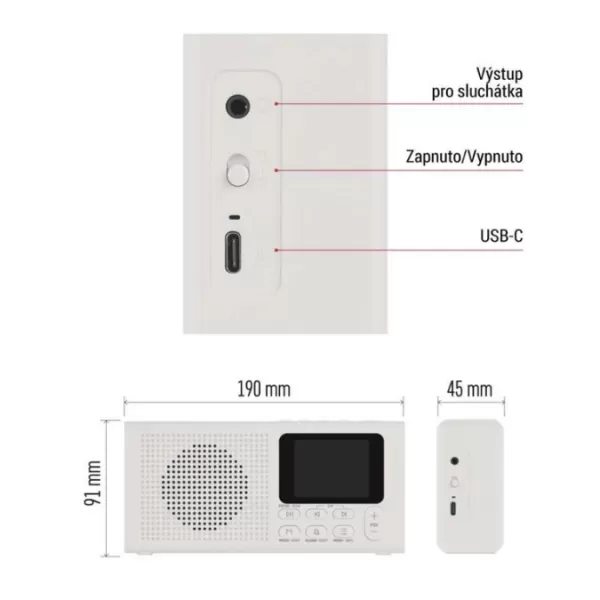 EMOS DAB FM BLUETOOTH RÁDIO P-600W BÍLÁ E0091