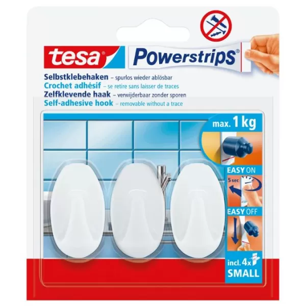 Háček TESA lepící Powerstrips S ovál bílý