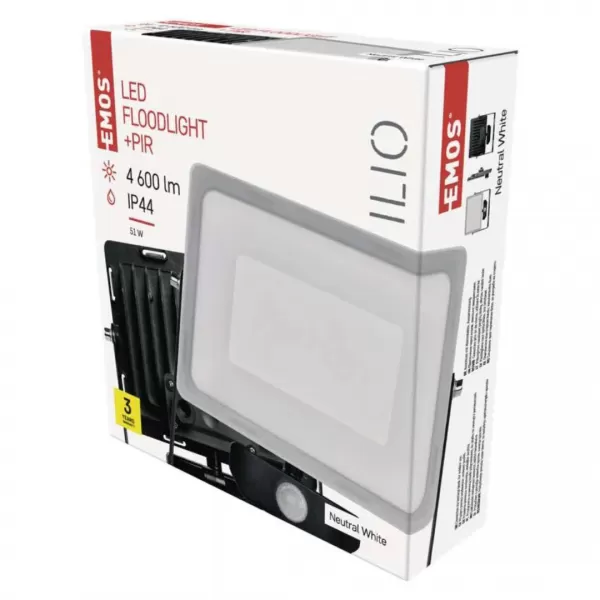 EMOS LED reflektor ILIO s pohybovým čidlem, 51 W, černý, neutrální bílá ZS2940