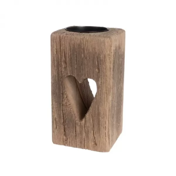 Svícen paulovnie srdce béžový 6x6x11 cm