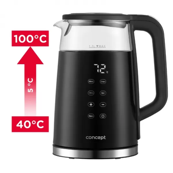 CONCEPT RK4100 Rychlovarná konvice s regulací teploty skleněná 1,7 l