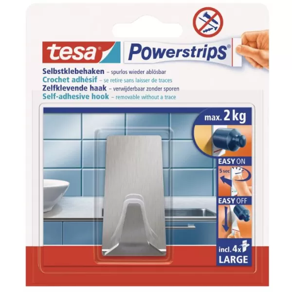 Háček TESA Powerstrips velký stříbrný