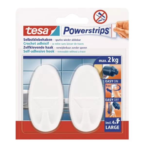Háček TESA Powerstrips ovál bílý L
