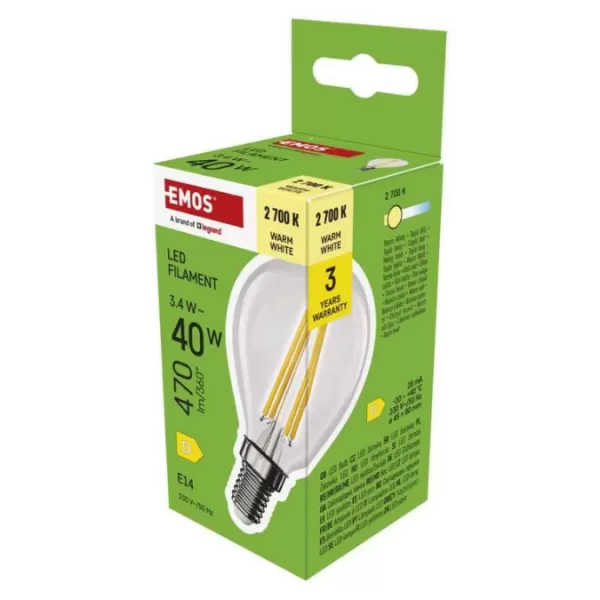 EMOS LED FLM MINI GL 3,4W 40W E14 WW 470lm ZF1D22