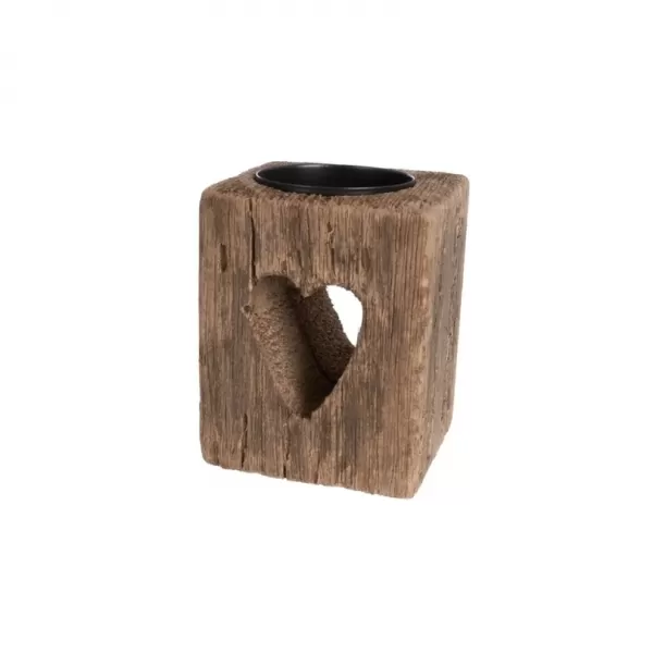 Svícen paulovnie srdce béžový 6x6x8 cm