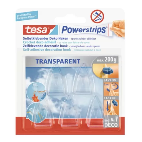 Háček TESA transparentní Deco