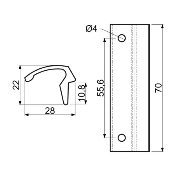 Madélko pro balkónové dveře MAD.0047.F1, stříbrný elox