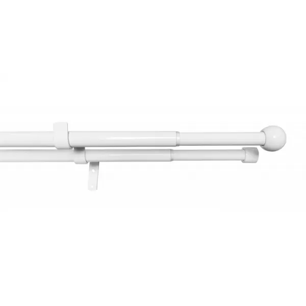 Dvojitá záclonová souprava roztaž.KOULE 16/19mm, 120-230cm, bílá,bez kroužk 7173-038472