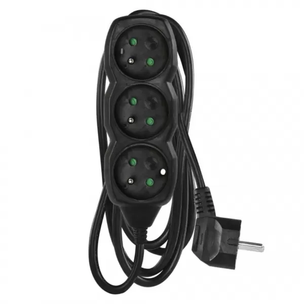 EMOS Prodlužka 3Z 1,5m černá PC0311