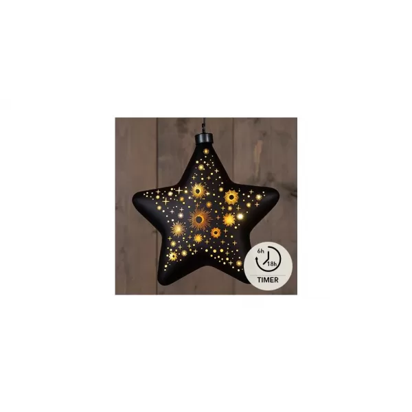 NIPEKO Dekor.hvězda černá 19cm LED