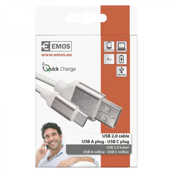 EMOS USB 2,0A/M-C/M 1M,BÍLÁ SM7025W