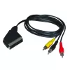 SCART kabel, SCART konektor - 3 x CINCH konektor, přepínatelný, sáček, 1m