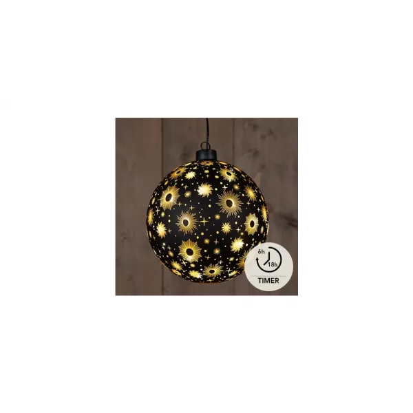 NIPEKO Dekor.koule černá 15cm LED