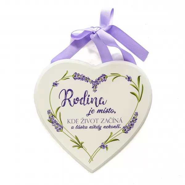 Srdce dřevo bílé ,,Rodina je...,, 17x16 cm