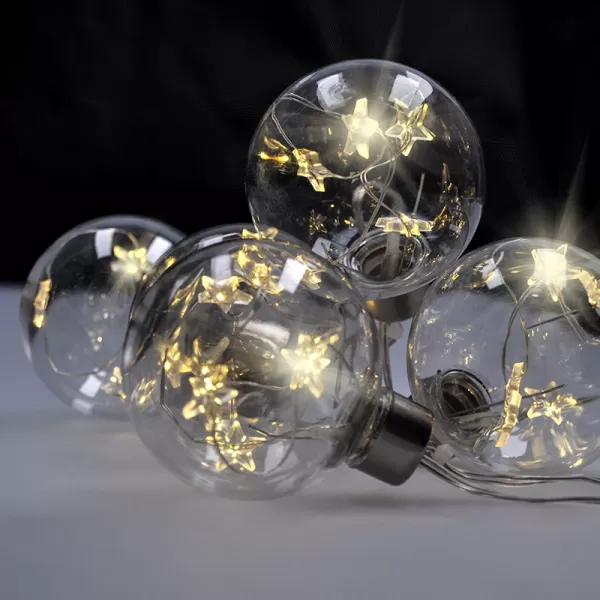 LED sada vánočních koulí se svíticími hvězdami 6ks 30LED
