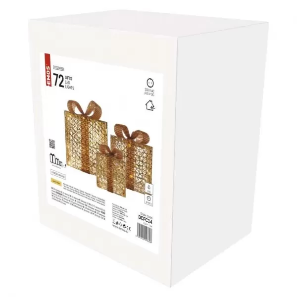 EMOS Světlo vánoční DCFC14 72LED XMAS GOLD GIFT BOX WW-svět.dárky zlaté -3ks