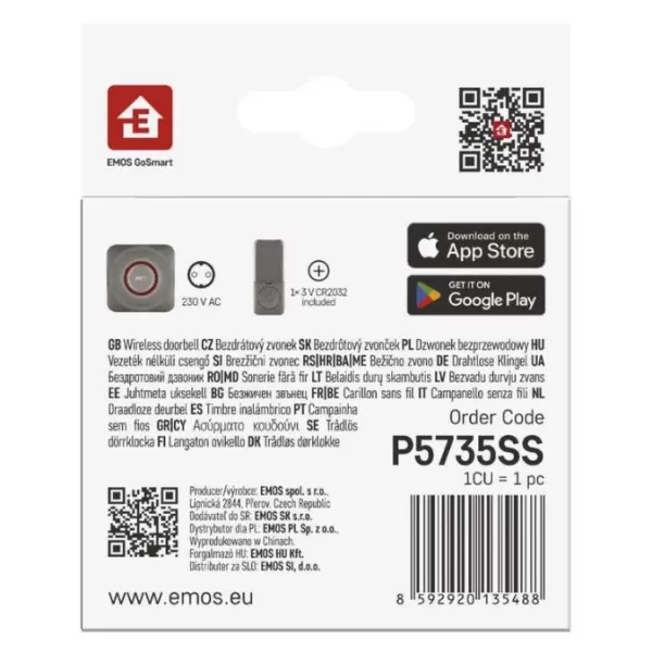 EMOS GOSMART Zvonek bezdrátový AC P5735SS
