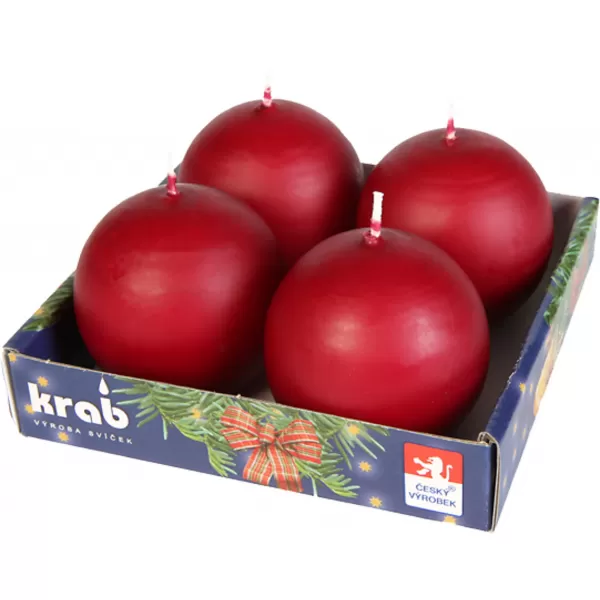 Svíčka koule 60 bordo 4ks