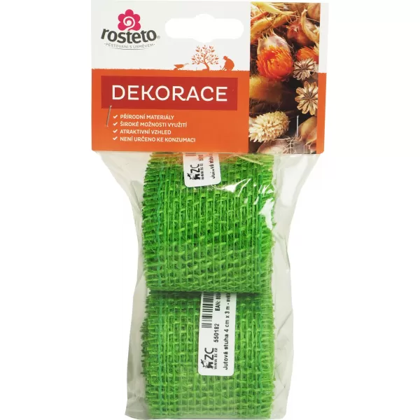 Jutová stuha Rosteto 4 cm x 3 m - světle zelená (2 ks)
