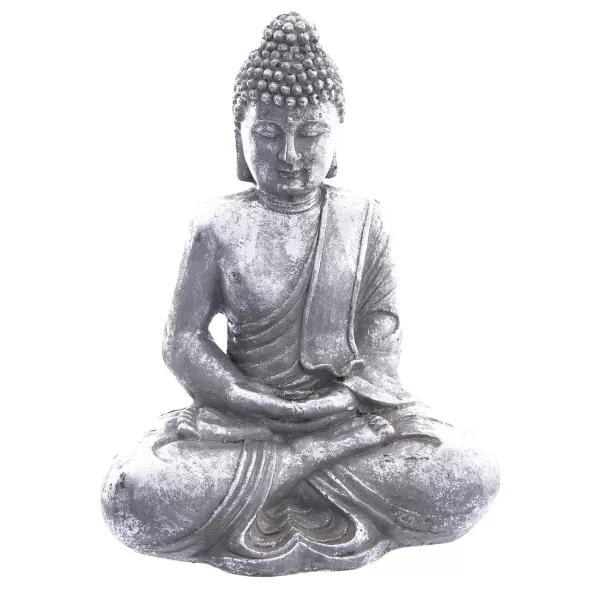 Budha kov barva stříbrná 38x28x49 cm