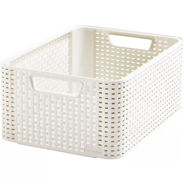 Box úložný RATTAN Style2 M - krémový