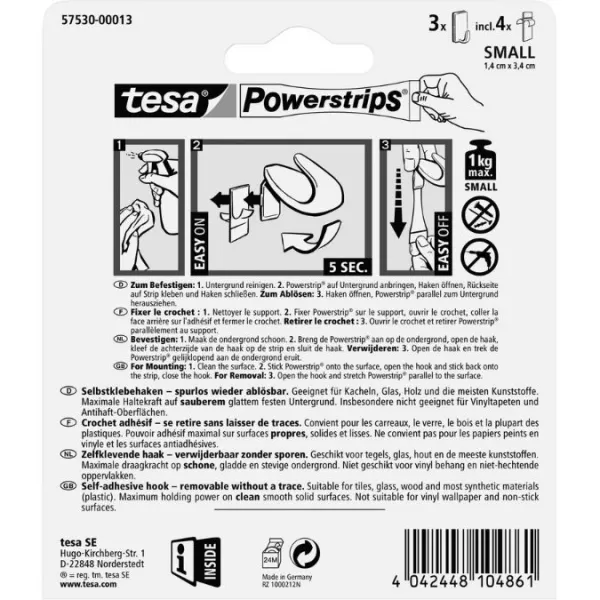Háček TESA lepící Powerstrips S klasik bílý
