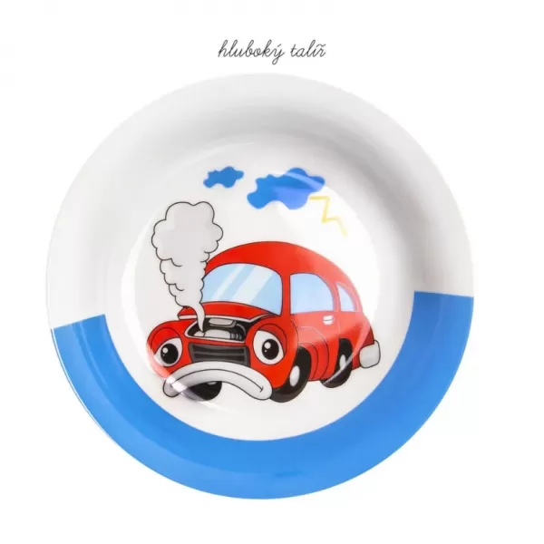 Sada jídelní porc. AUTO 112351 3ks + dárek příbor nerez dětský 3 ks AUTO 143688