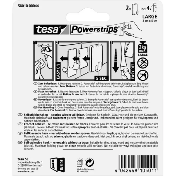 Háček TESA Powerstrips velký bílý
